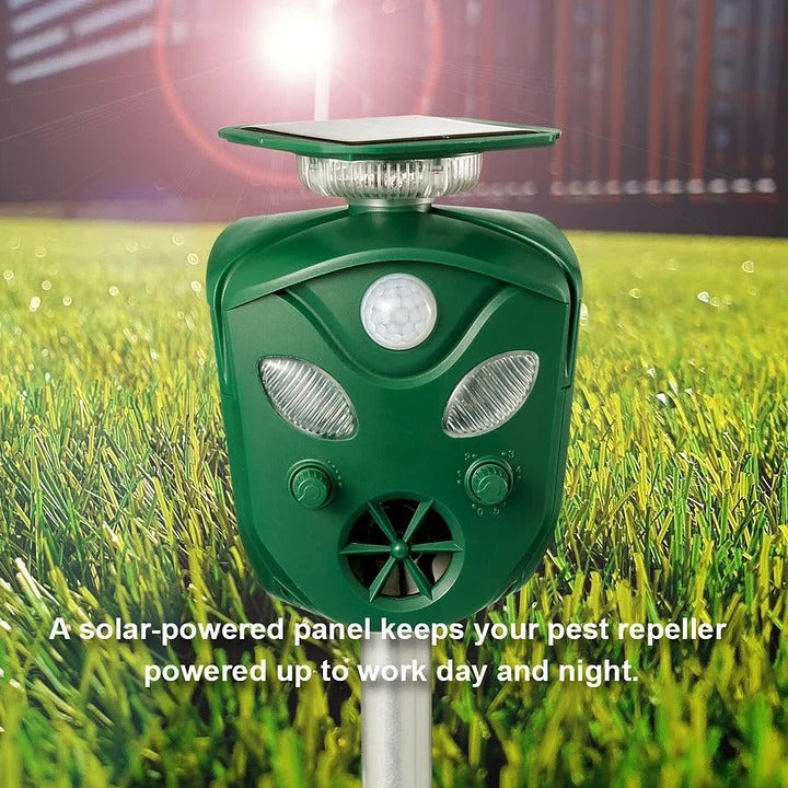 Ultrasonic Animal Repeller with 360° Motion Detection and Solar Power