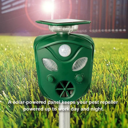 Ultrasonic Animal Repeller with 360° Motion Detection and Solar Power