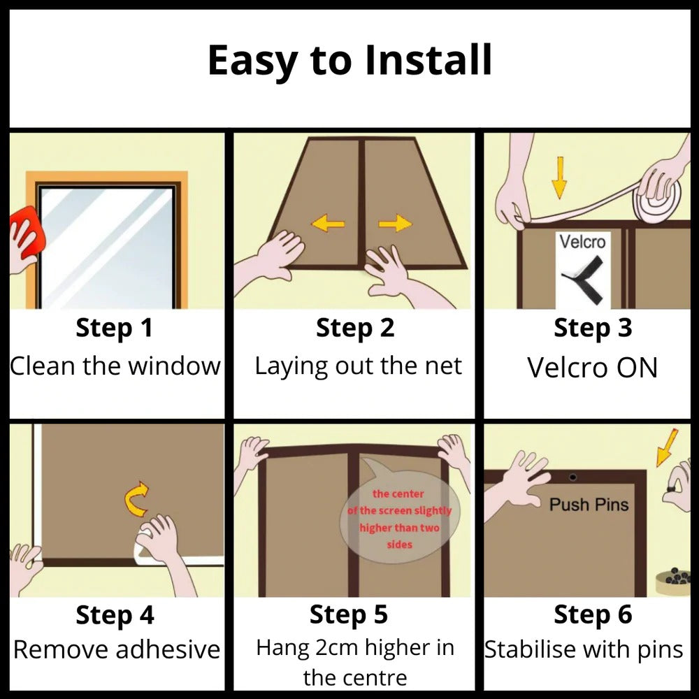 Door Screen with Automatic Magnetic Closure and Adjustable Fit, Insect Protection