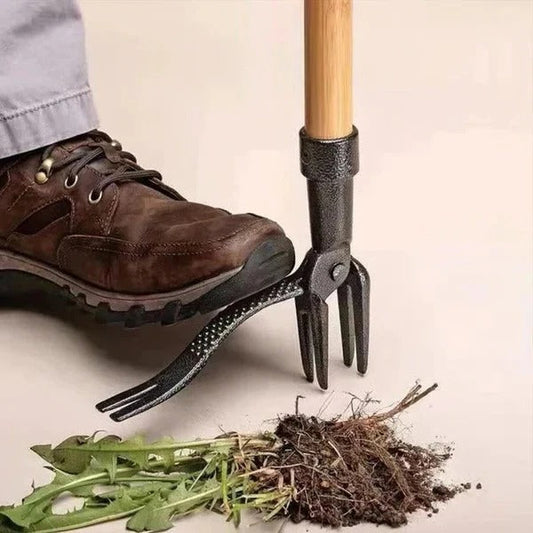 Upright Weed Puller with Four-Pronged Claw and Root Extraction, Detachable Head