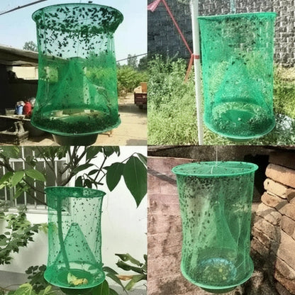 Hanging Fly Trap with Funnel Entry System and Weather-Resistant Wire Frame