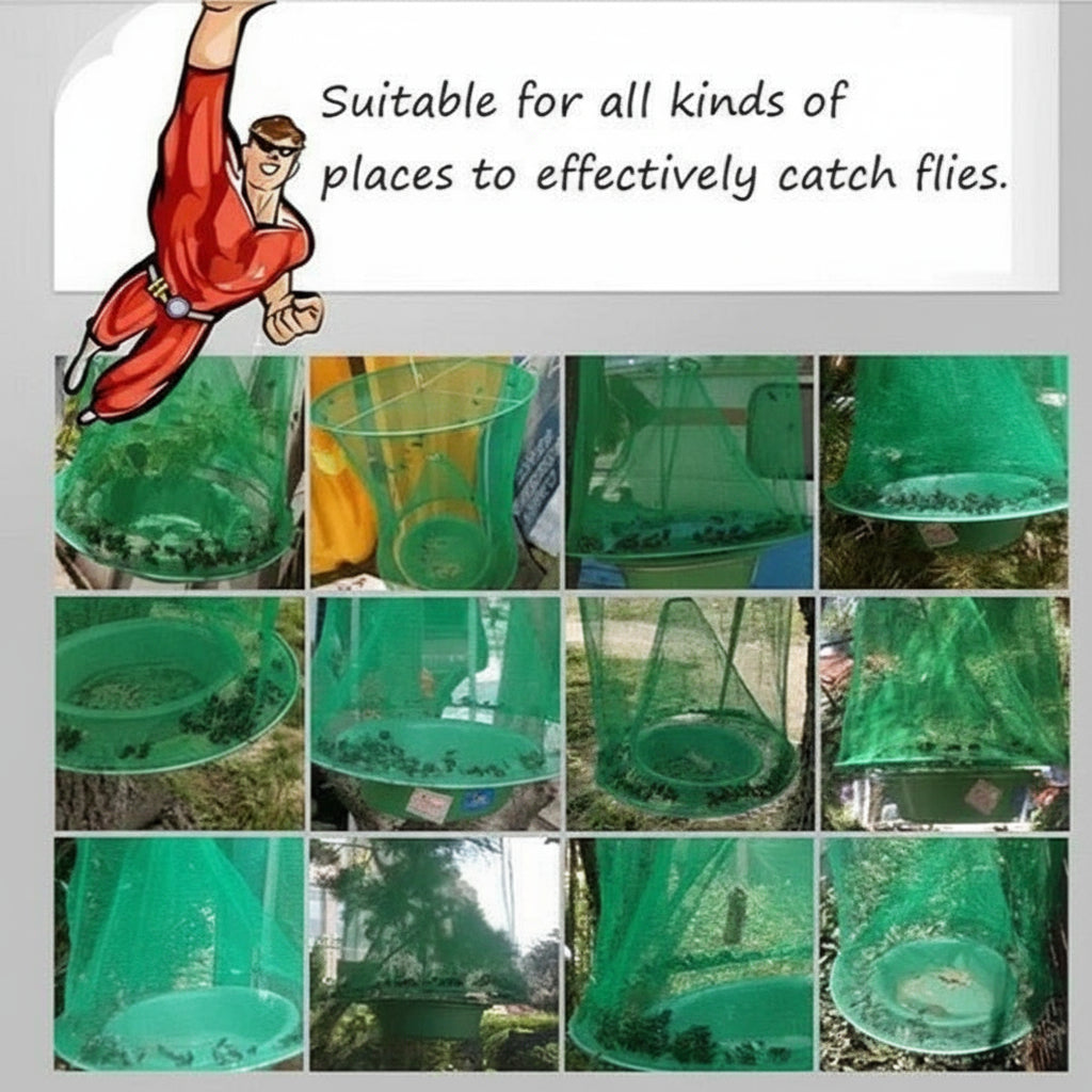 Hanging Fly Trap with Funnel Entry System and Weather-Resistant Wire Frame