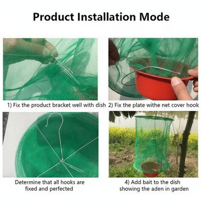 Hanging Fly Trap with Funnel Entry System and Weather-Resistant Wire Frame