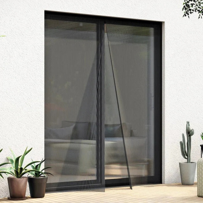 Magnetic Mesh Door Screen with Adhesive Mounting and Reinforcement Pins