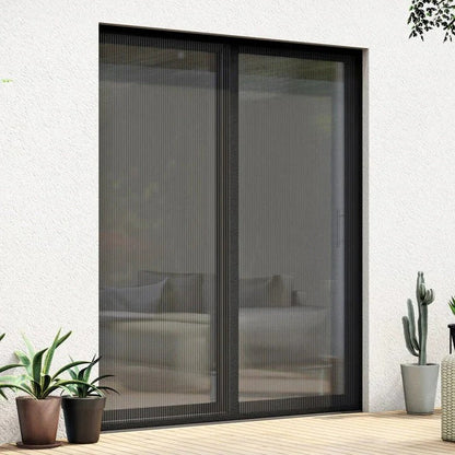 Magnetic Mesh Door Screen with Adhesive Mounting and Reinforcement Pins