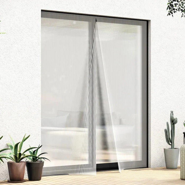 Magnetic Mesh Door Screen with Adhesive Mounting and Reinforcement Pins
