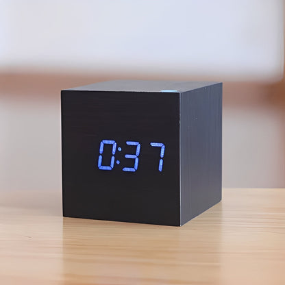 Wood Block Digital Clock with Illuminated Display