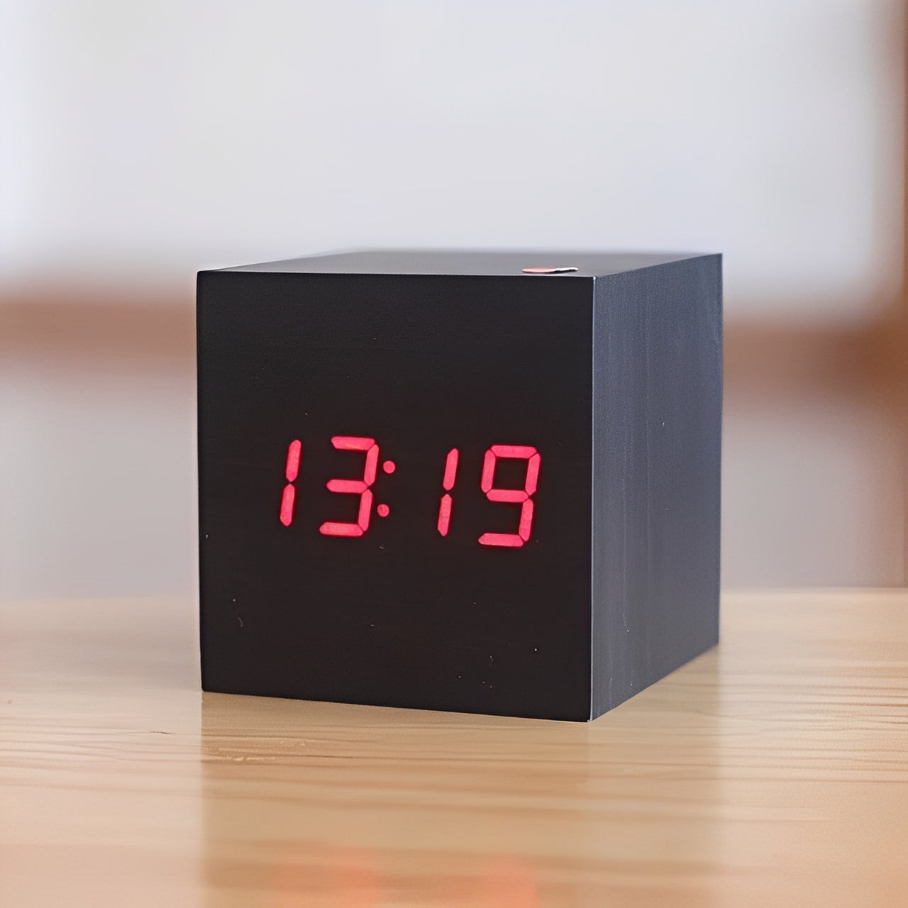 Wood Block Digital Clock with Illuminated Display