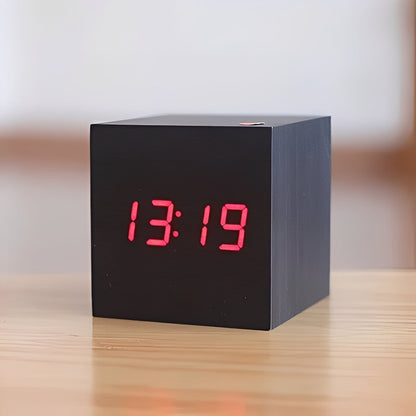 Wood Block Digital Clock with Illuminated Display