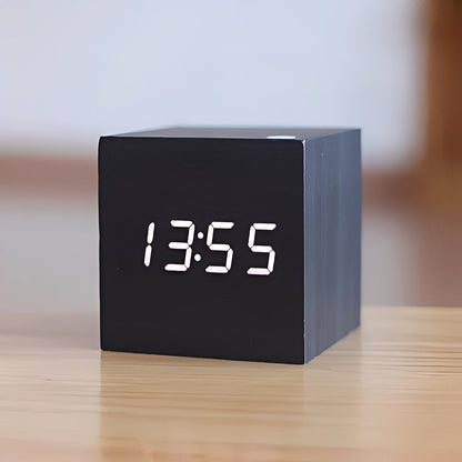 Wood Block Digital Clock with Illuminated Display