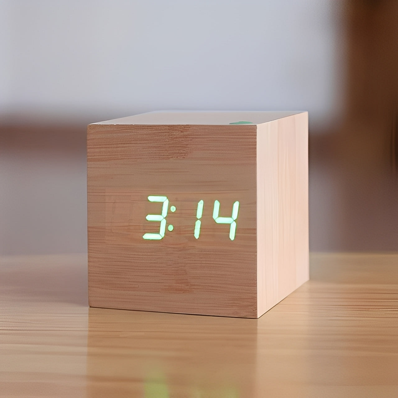 Wood Block Digital Clock with Illuminated Display