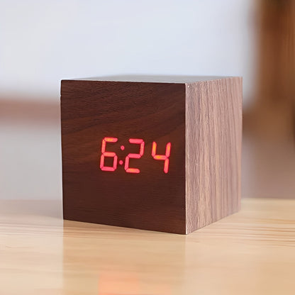 Wood Block Digital Clock with Illuminated Display