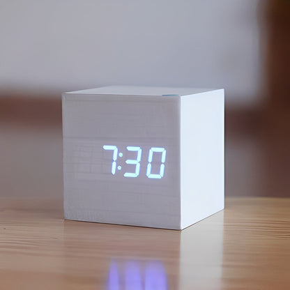Wood Block Digital Clock with Illuminated Display