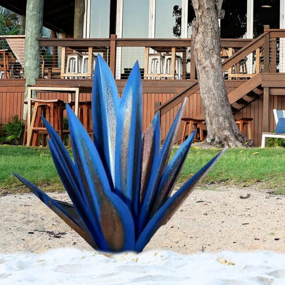 Metal Agave Sculpture with Rustic Finish for Indoor and Outdoor Spaces