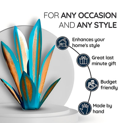 Metal Agave Sculpture with Rustic Finish for Indoor and Outdoor Spaces
