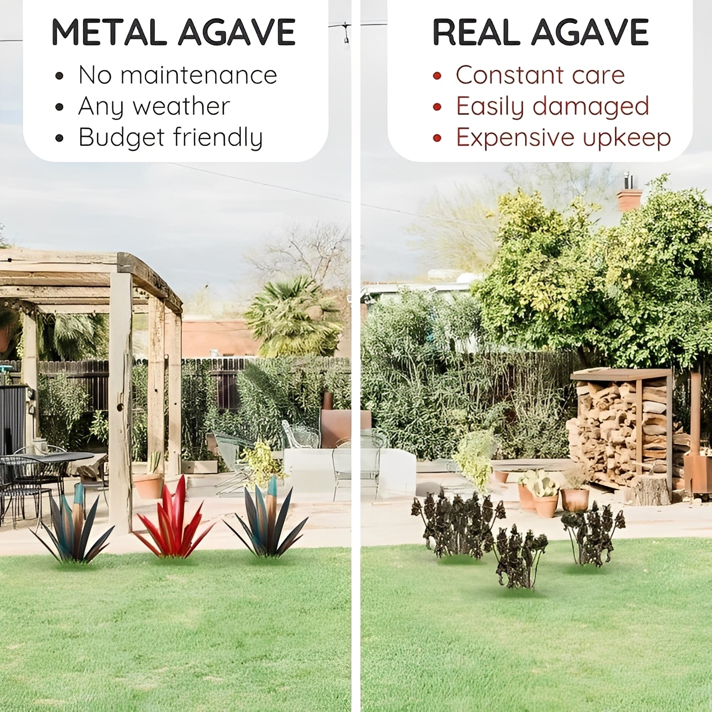 Metal Agave Sculpture with Rustic Finish for Indoor and Outdoor Spaces
