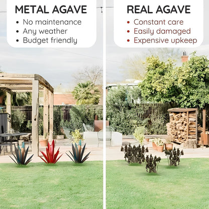 Metal Agave Sculpture with Rustic Finish for Indoor and Outdoor Spaces