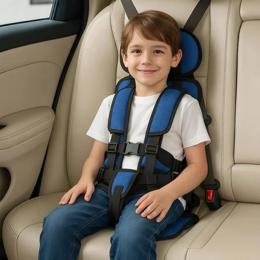 Foldable Travel Car Seat with Five Point Harness and Washable Padding, Ages 1-14