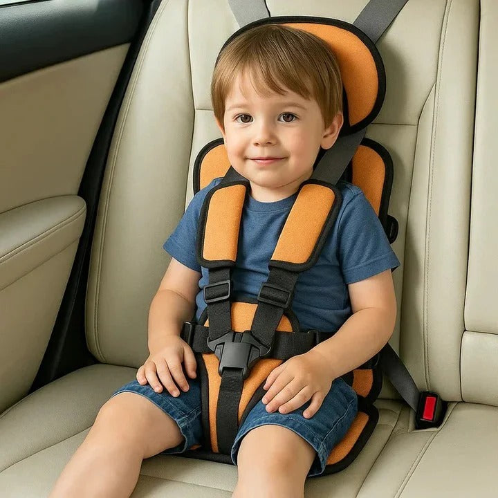 Foldable Travel Car Seat with Five Point Harness and Washable Padding, Ages 1-14