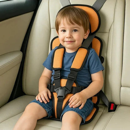 Foldable Travel Car Seat with Five Point Harness and Washable Padding, Ages 1-14