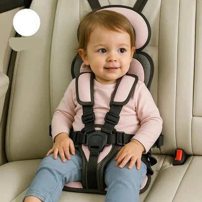Foldable Travel Car Seat with Five Point Harness and Washable Padding, Ages 1-14