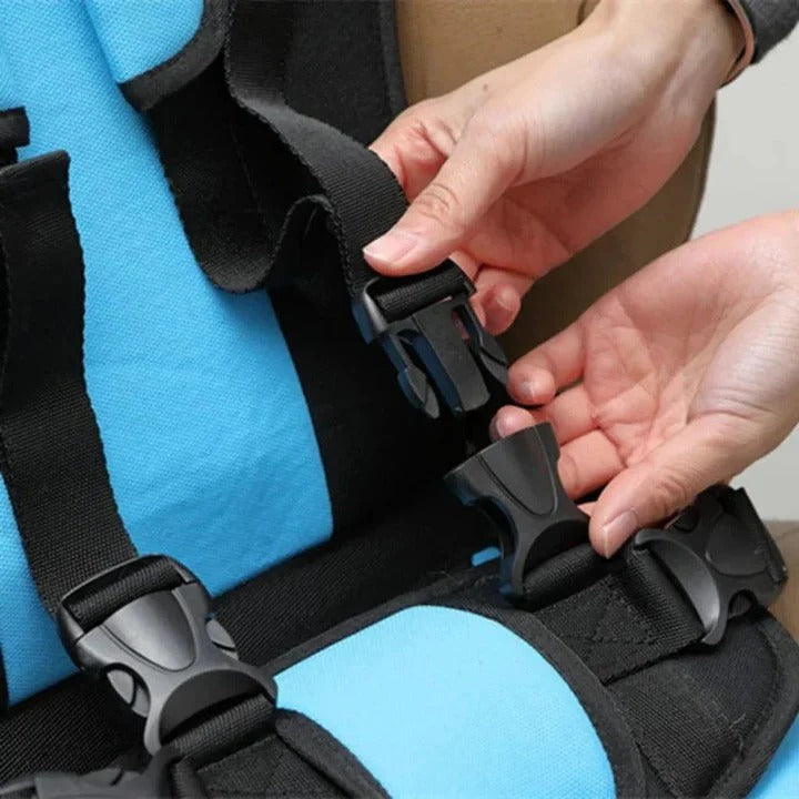 Foldable Travel Car Seat with Five Point Harness and Washable Padding, Ages 1-14