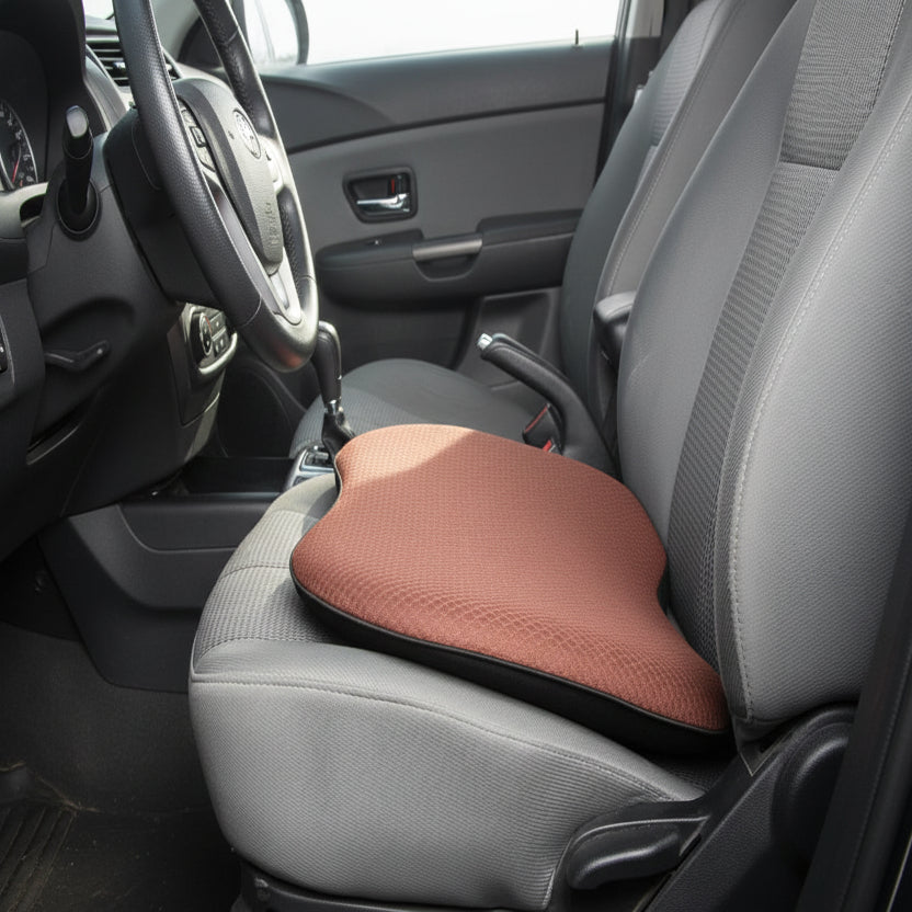 Memory Foam Car Seat Cushion with 3.5 Inch Lift Height and Breathable Cover, Removable for Washing