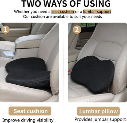 Memory Foam Car Seat Cushion with 3.5 Inch Lift Height and Breathable Cover, Removable for Washing