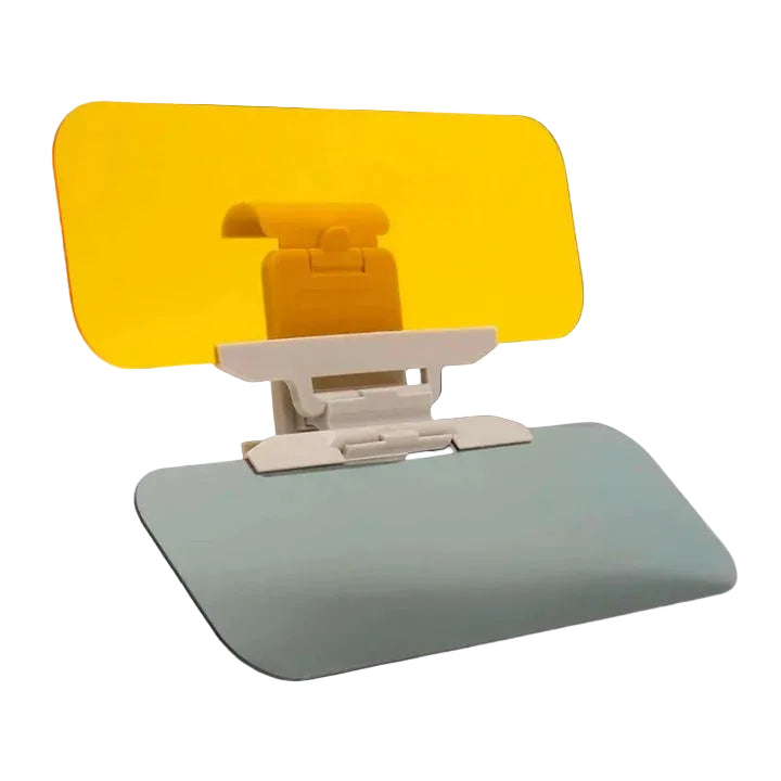 Dual Lens Car Visor Extender with Gray and Yellow Lenses for Day and Night Driving