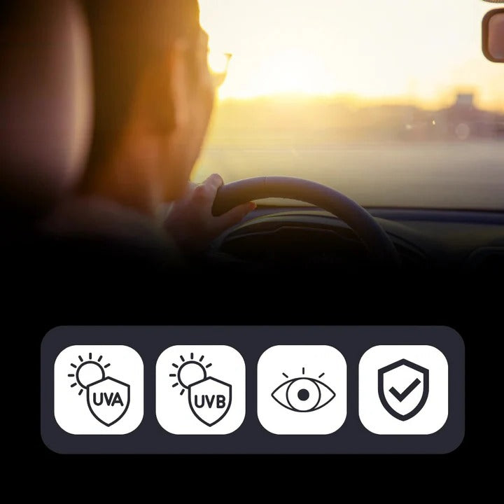 Dual Lens Car Visor Extender with Gray and Yellow Lenses for Day and Night Driving