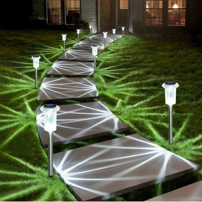 Solar Pathway Lights with Snowflake Pattern Projection and Automatic Dusk-to-Dawn Operation, 10-Pack