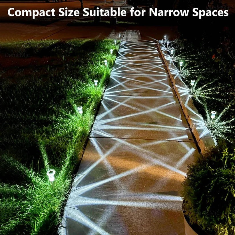 Solar Pathway Lights with Snowflake Pattern Projection and Automatic Dusk-to-Dawn Operation, 10-Pack