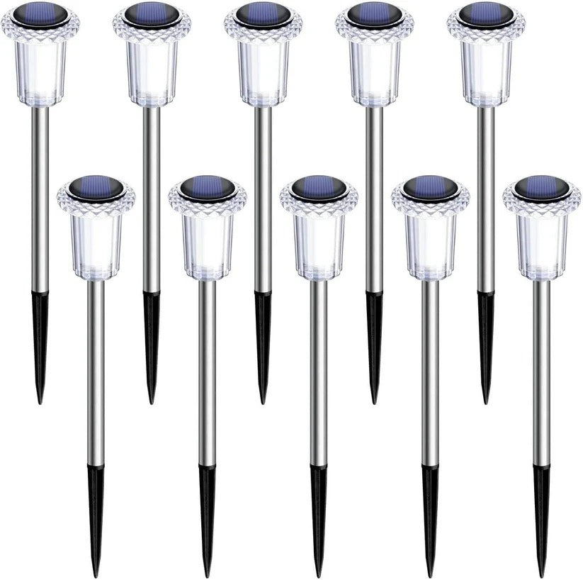 Solar Pathway Lights with Snowflake Pattern Projection and Automatic Dusk-to-Dawn Operation, 10-Pack