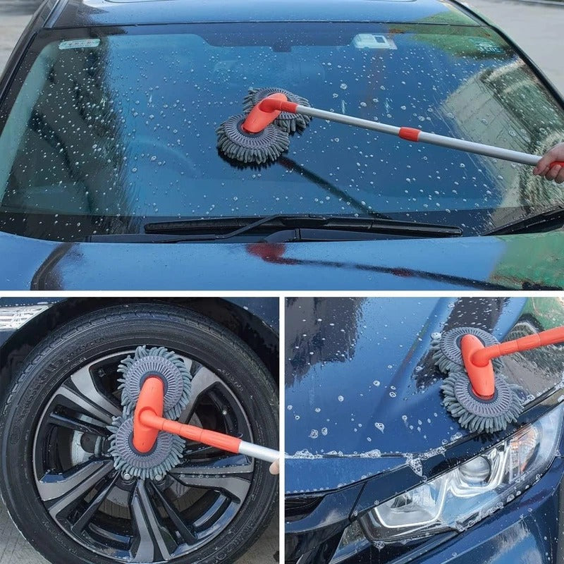 Rotating Head Car Wash Brush with Extended Detachable Handle