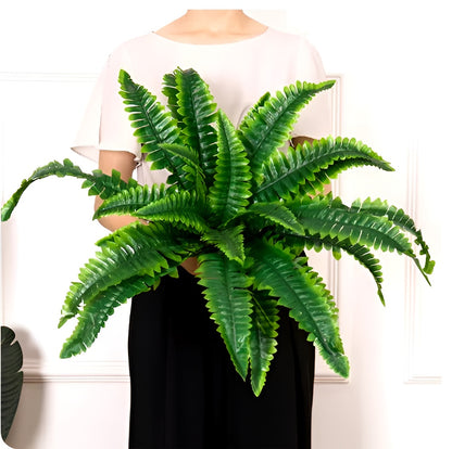 Outdoor Artificial Boston Fern with 18 Branches and Weather Resistant, 27.5in Wide