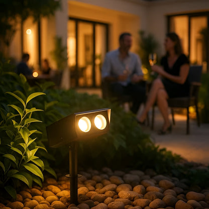Solar Spotlight with Adjustable Zoom Lens and RGB Color Modes, IP65 Waterproof