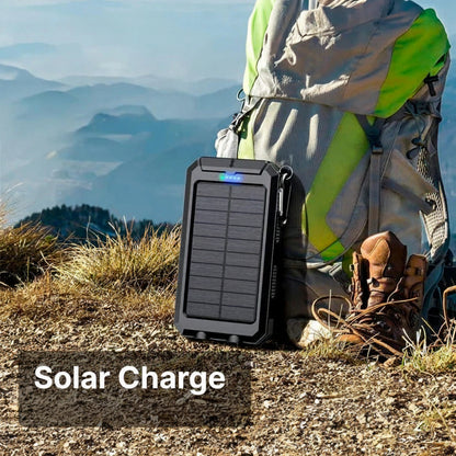 Solar Power Bank with Dual USB Charging and LED Flashlight, 500000mAh Capacity