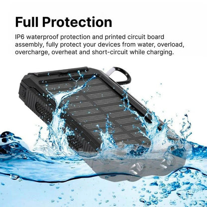 Solar Power Bank with Dual USB Charging and LED Flashlight, 500000mAh Capacity