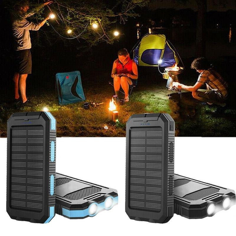 Solar Power Bank with Dual USB Charging and LED Flashlight, 500000mAh Capacity