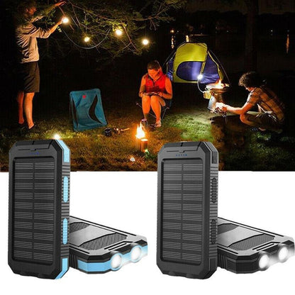 Solar Power Bank with Dual USB Charging and LED Flashlight, 500000mAh Capacity