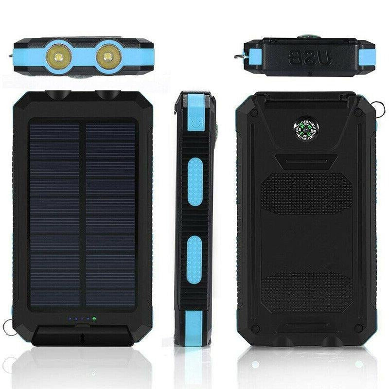 Solar Power Bank with Dual USB Charging and LED Flashlight, 500000mAh Capacity