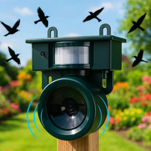Solar-Powered Motion Sensor Bird Repeller with Adjustable Sound and Infrared Detection