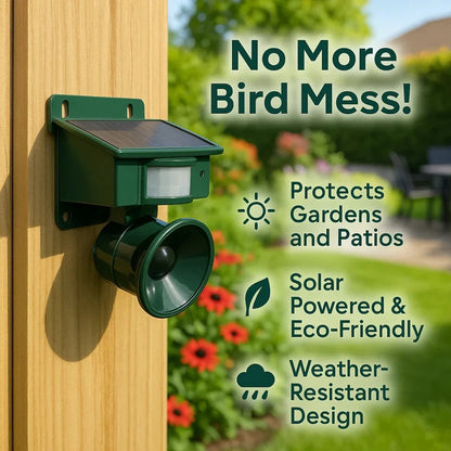 Solar-Powered Motion Sensor Bird Repeller with Adjustable Sound and Infrared Detection