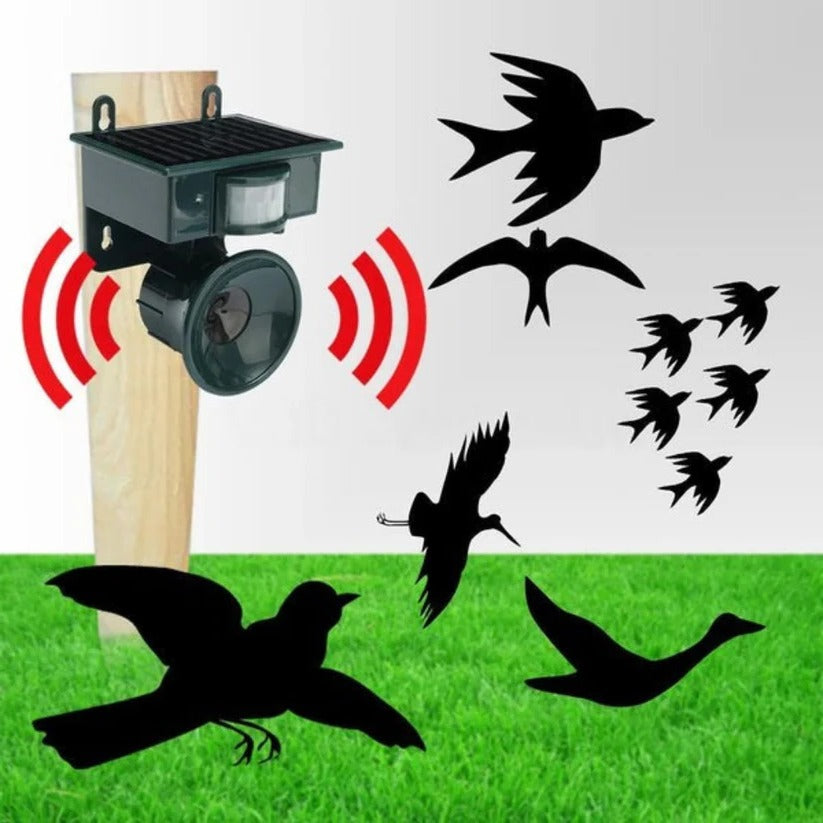 Solar-Powered Motion Sensor Bird Repeller with Adjustable Sound and Infrared Detection