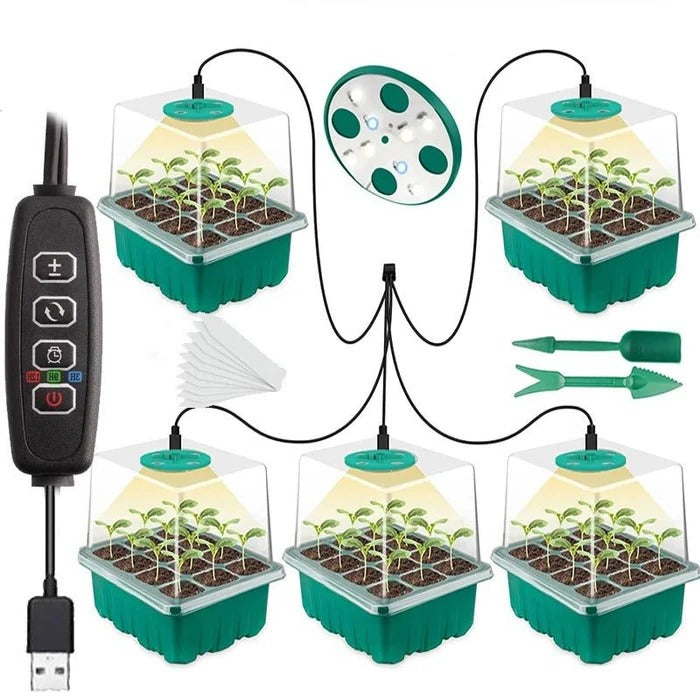 Seed Starting Tray with Full Spectrum Grow Light and Dome Cover