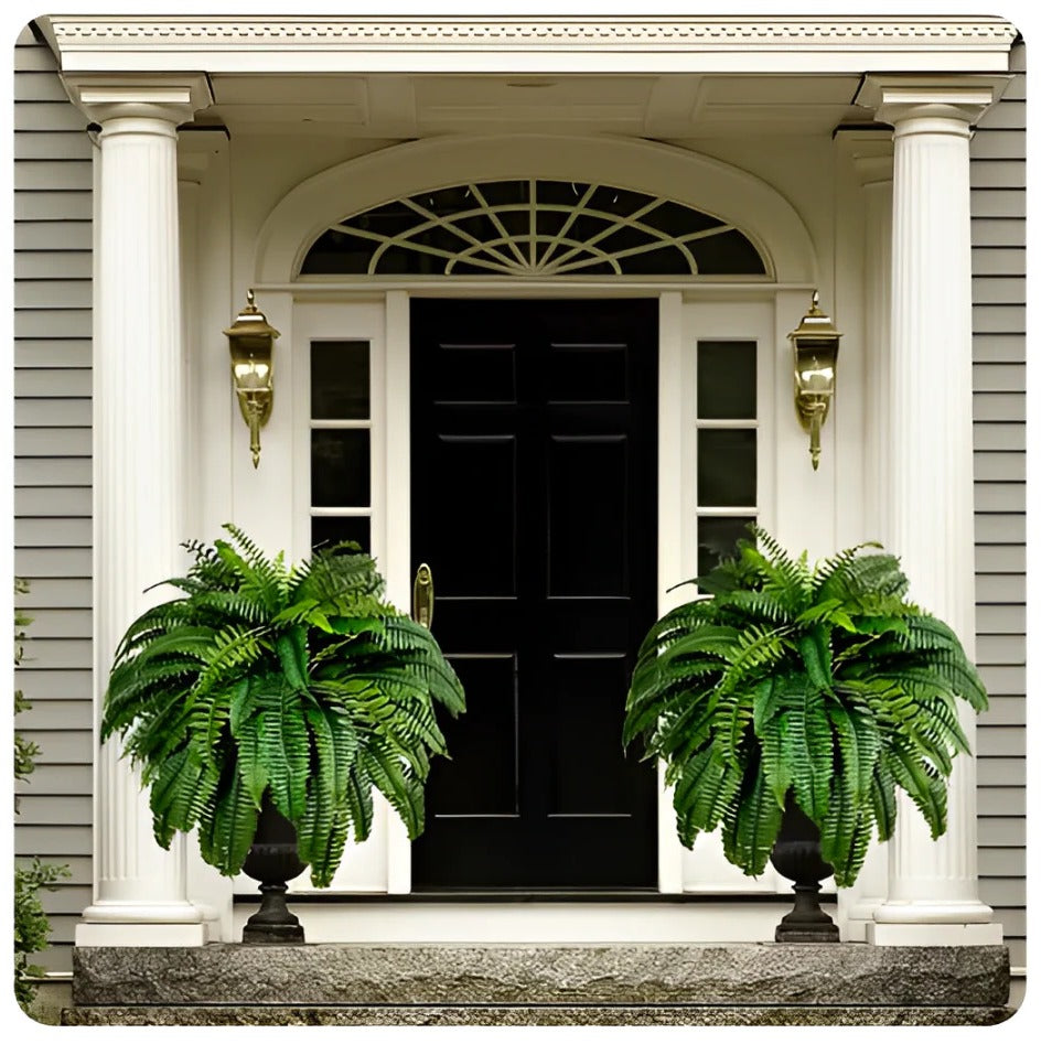 Outdoor Artificial Boston Fern with 18 Branches and Weather Resistant, 27.5in Wide