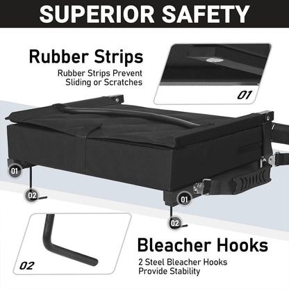 Stadium Seats for Bleachers with Back Support & Wide Cushion, Portable Folding Padded Stadium Chair with Shoulder Strap for Football & Baseball Games