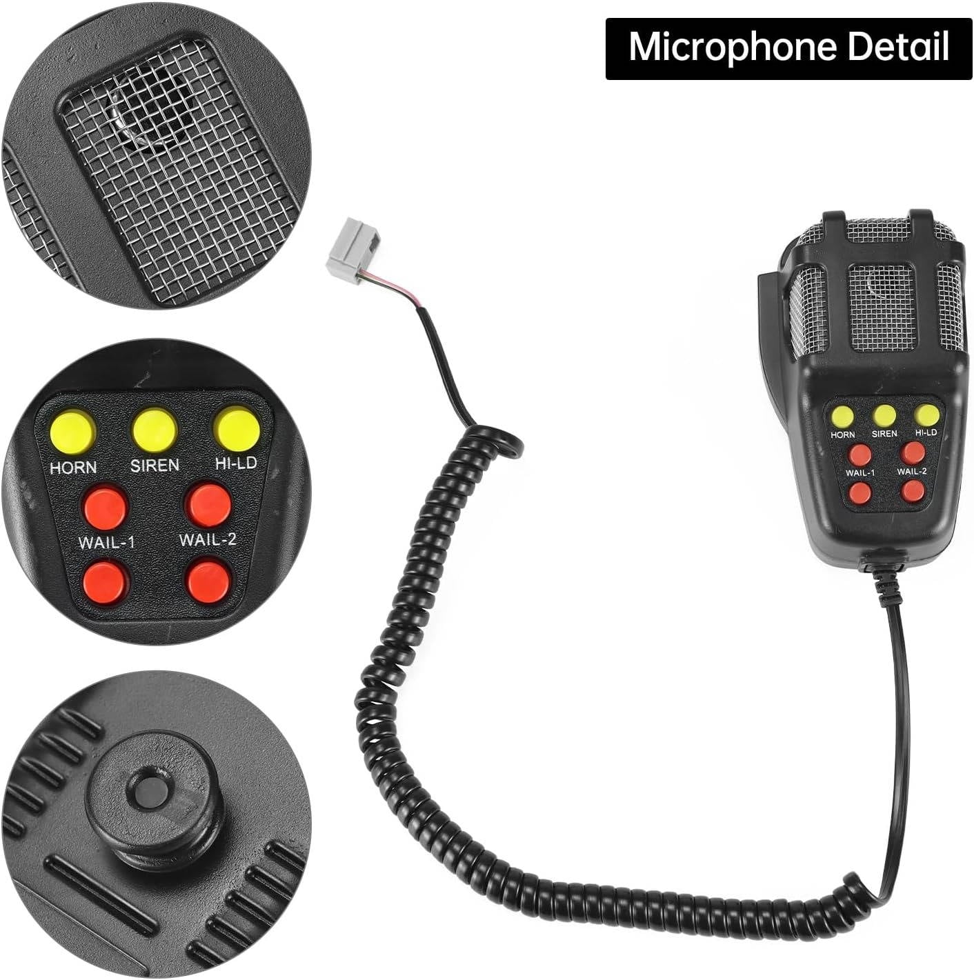 12V 80W Car Warning Horn PA Speaker System, 7 Tone Vehicle Security Alert Amplifier
