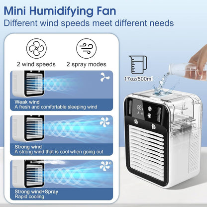 Rechargeable Mist Fan with Dual Nano Spray and Tilting Head, 17oz Tank