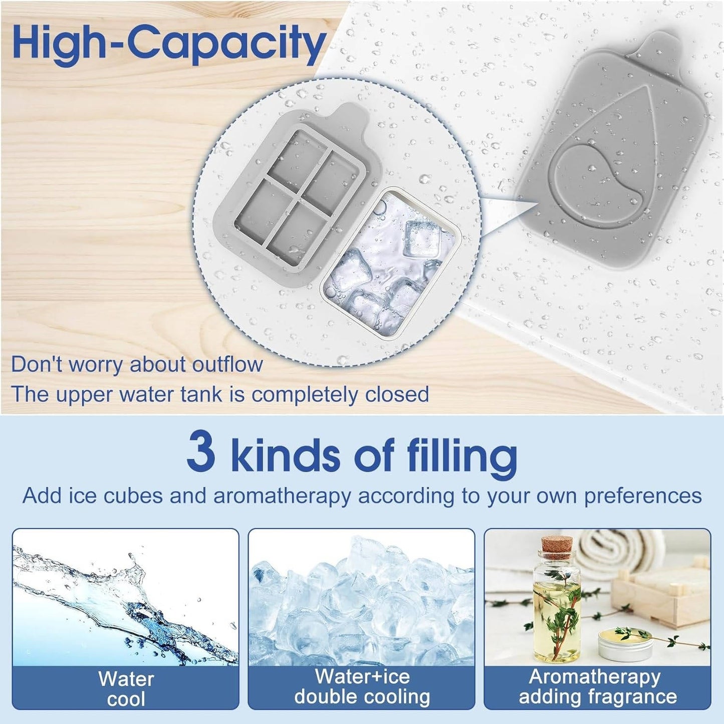 Rechargeable Mist Fan with Dual Nano Spray and Tilting Head, 17oz Tank